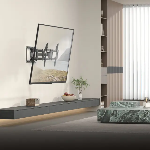 POWERTECH επιτοίχια βάση τηλεόρασης PT-1423, 37-90", 75kg, heavy duty, full motion 2