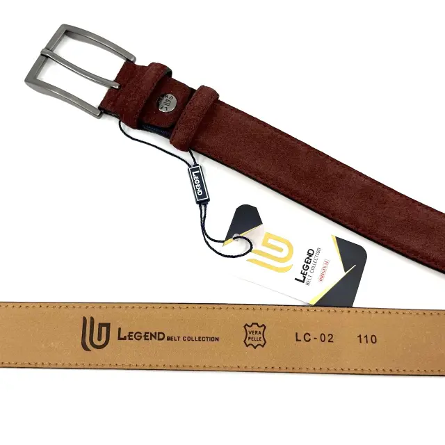 Μπορντό Δερμάτινη Ζώνη Nubuck Suede 3,5 cm 2