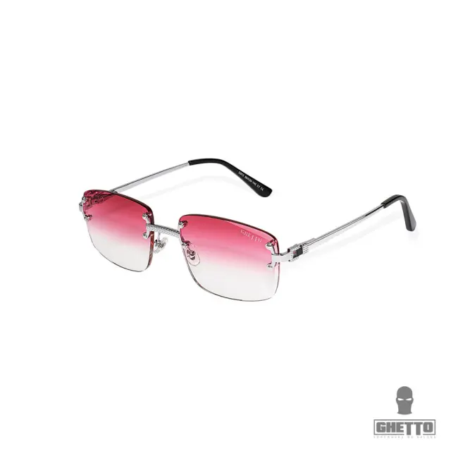 Ghetto Palette Sunglasses Silver Frame Unisex Red Clear