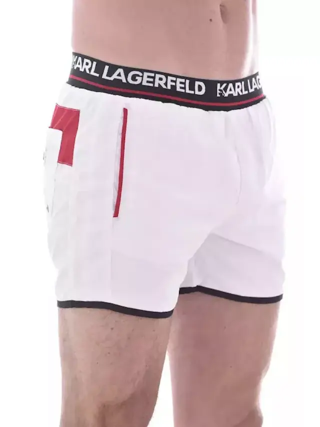 Karl Lagerfeld - Ανδρικό Μαγιό Σορτς με Ρίγες KL21MBS04-WHITE Λευκό - S 3