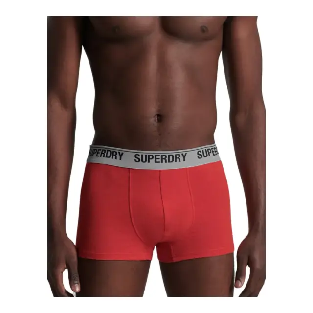 Superdry Ανδρικό Boxer Trunk Organic Cotton - Τριπλό Πακέτο, Χρώμα Burgundy Red Pink - S 2