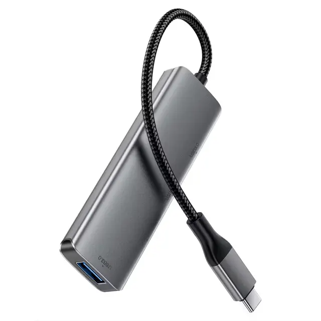 Acefast - Hub 4 in 1 (J15) - Type-C to 4x USB3.0, 5Gbps, Plug&Play, Aluminum Alloy, Nylon Braided Cable - Metal Gray 2