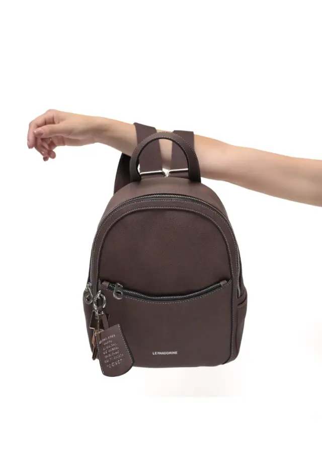 LE PANDORINE - Kyoto medium backpack with dark brown charm 2
