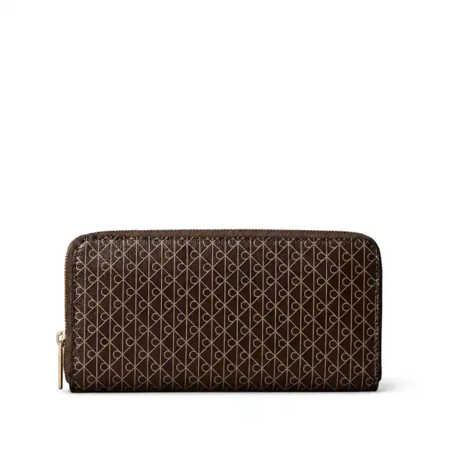 Calvin Klein Monogram Μεγάλο Γυναικείο Πορτοφόλι Καφέ