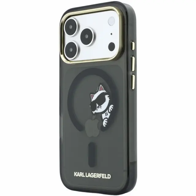 Θήκη PC/TPU Karl Lagerfeld Apple iPhone 18 Pro/ 17 Pro Magsafe IML Peekaboo Print & Metal Frame Choupette Μαύρο N71761
