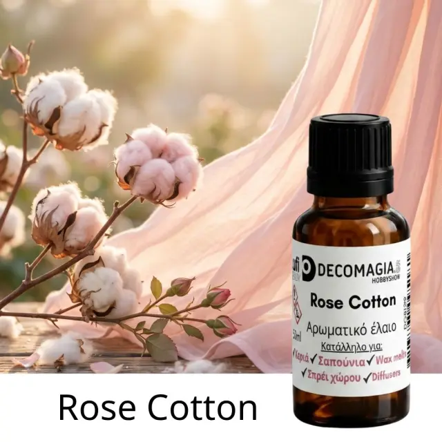 Άρωμα για κερί και σαπούνι 50ml, Rose Cotton