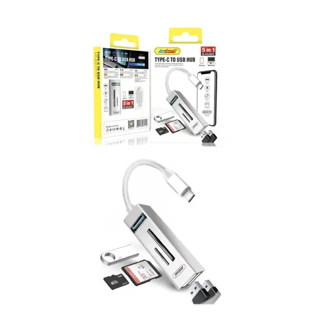 Πολυλειτουργικό Hub USB Type C 5 σε 1 με Αναγνώστη Καρτών και Θύρες USB - Multiport USB Type C Hub 5 in 1 with Card Reader and USB Ports 281721