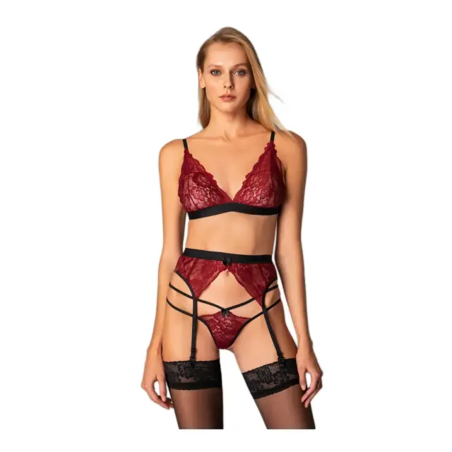 Milena Γυναικεία Ζαρτιέρα Δαντέλα Φαρδύ Λάστιχο, Χρώμα Μπορντό - L 3