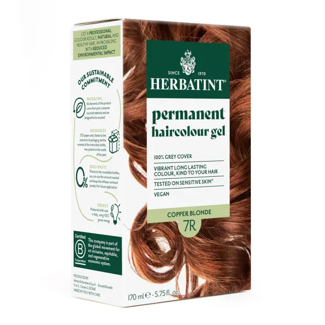 Herbatint Permanent Gel Βαφή Μαλλιών Χωρίς Αμμωνία 7R Ξανθό Χάλκινο 170ml