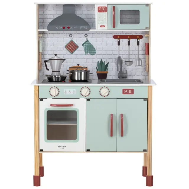 FreeON Free2Play Mini Chef Ξύλινη Κουζίνα με Ήχους Φώτα και Αξεσουάρ 3+ Ετών