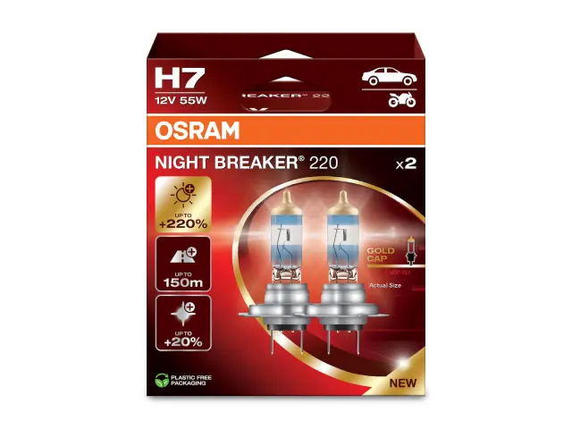 Night Breaker 220 H7 Car Headlight Bulbs (Twin)