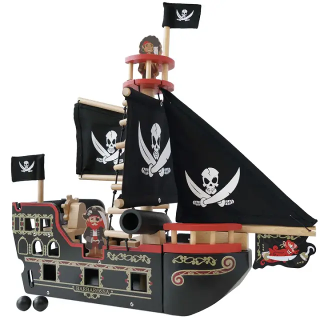 Le Toy Van Ξύλινο Πειρατικό Πλοίο Barbarossa 50 εκ. Με Κανόνι και Πανιά που Φωσφορίζουν (3+ ετών) TV246