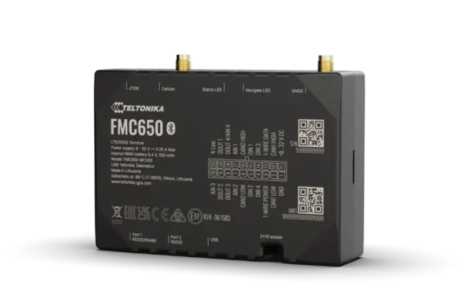 Teltonika Gps Tracker FMC650 - 4G Συσκευή εντοπισμού με 2 SIM και RS232 4G LTE Cat 1 για προηγμένες εφαρμογές και εξωτερικές κεραίες