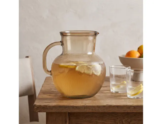Κανάτα με χερούλι Glass Drops Ribbed (3198DB04) Από ανακυκλωμένο γυαλί, Χωρητικότητας 2.3L, Διαστάσεων Ø 20 x Υ 20 cm, Cinnamon 3198DB04