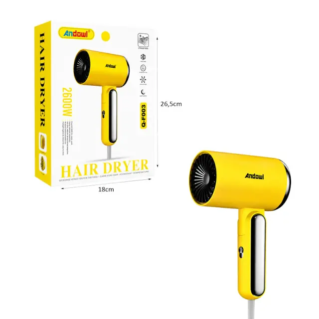 Andowl Πιστολάκι Μαλλιών 2600W Υψηλής Απόδοσης με Ρυθμίσεις Θερμοκρασίας Q-F003 - High Performance Hair Dryer 2600W with Temperature Control 0751189 2