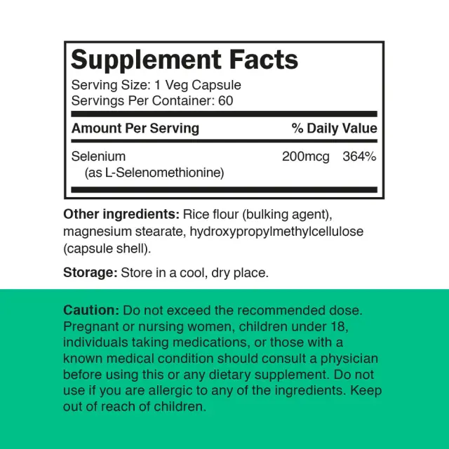 Vitamin360 Selenium 200 mcg – L-selenomethionine, Thyroid Health 60 Veg Capsules 2