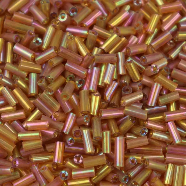 Χάντρα Glass Bugles Transparent Rainbow Sienna 5mm - 25gr