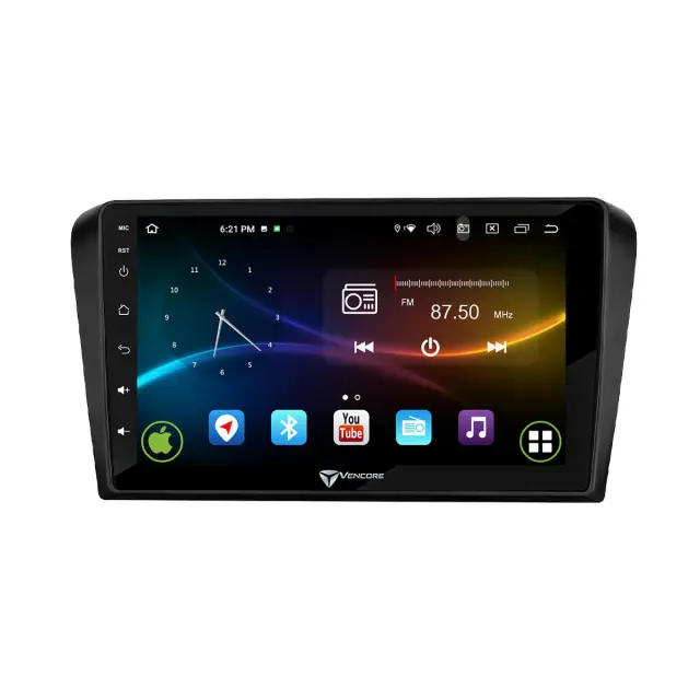 VenCore Οθόνη Multimedia Android 15 9" 9109A MTK6762 Octa-Core 2GB/32GB IPS με Πρόσοψη, CarPlay, Android Auto και Υποστήριξη Κάμερας Οπισθοπορείας AHD για Mazda 3 2004-2009 – Μαύρη (3236-10007-0245B) 2