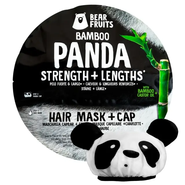 BearFruits Μάσκα Μαλλιών Panda Για Δύναμη & Μήκος 20ml + Σκουφάκι Μαλλιών, 1τεμ