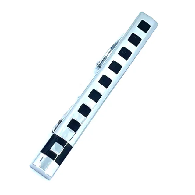 Ασημί Μαύρο Κλιπ Γραβάτας 5,5 cm με Σμάλτο – LGTC/5.5-11 3