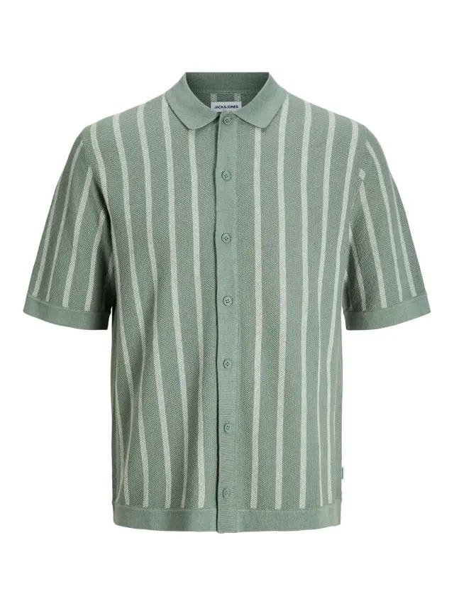 JJEMIL KNIT STRIPED SHIRT SS Iceberg Green - XL