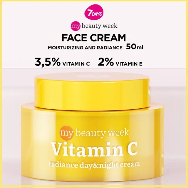 7DAYS My Beauty Week Vitamin C Radiance Day & Night Cream Κρέμα Ημέρας & Νύχτας για Λάμψη & Ενυδάτωση, 50ml 2