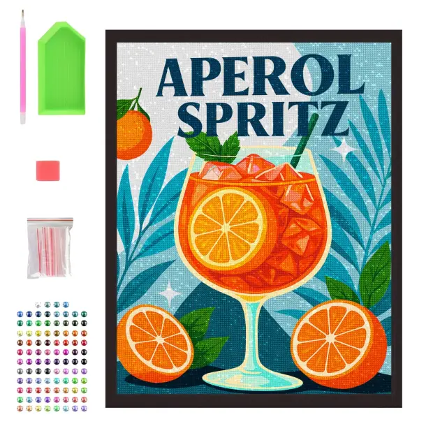 Splat Planet Ψηφιδωτό με Διαμαντάκια σε Καμβά / Canvas Diamond Painting by Numbers: Aperol Spritz