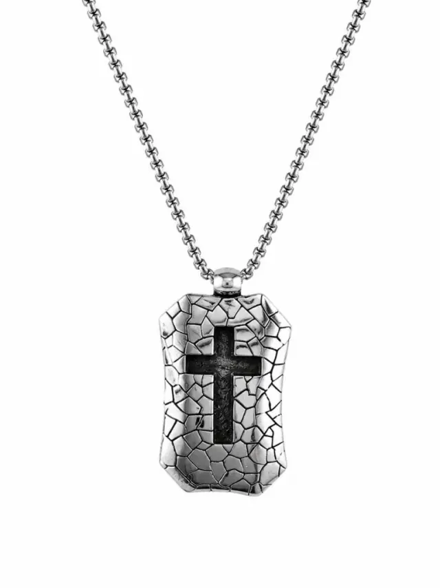 Ghetto Stainless Steel Cross Pendant Necklace – 55cm Silver Chain 2