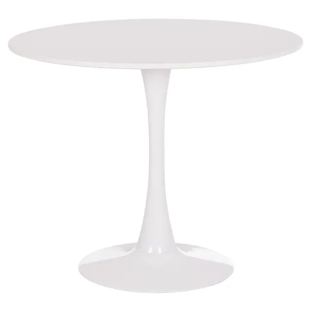 ΤΡΑΠΕΖΙ ΣΤΡΟΓΓΥΛΟ FB918141.01 MDF TOP-ΒΑΣΗ ΜΕΤΑΛΛΙΚΗ--ΛΕΥΚΟ Φ90x73Υεκ