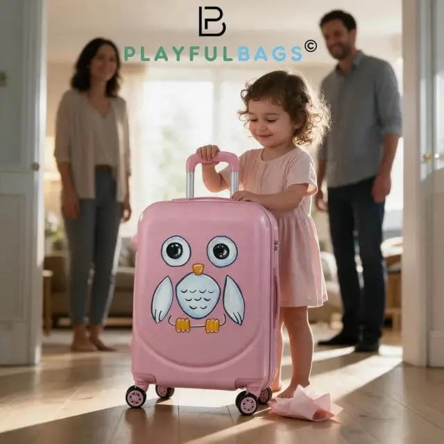 Σκληρή Παιδική Βαλίτσα Καμπίνας PLAYFULBAGS PS901-20 55x40x20cm – Γαλάζιο Κουκουβάγια 2