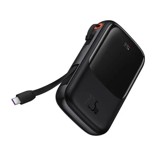 Baseus Powerbank Qpow 10000mAh 22.5W QC/PD/SCP/FCP With Built-in USB-C Cable Black (PPQD060101)