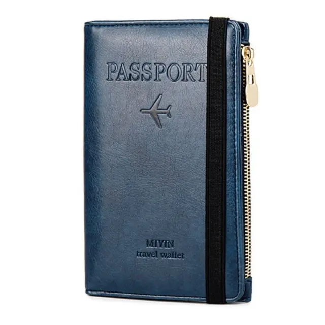 RFID Signal Block Passport & Credit Card Case Θήκη Καρτών και Διαβατηρίου Με Φερμουάρ - Μπλε ΟΕΜ
