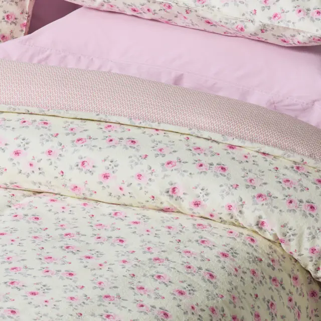 DAS HOME ΣΕΤ ΣΕΝΤΟΝΙΑ ΥΠΕΡΔΙΠΛΑ HAPPY FLANNEL 9700 ECRU, PINK 2