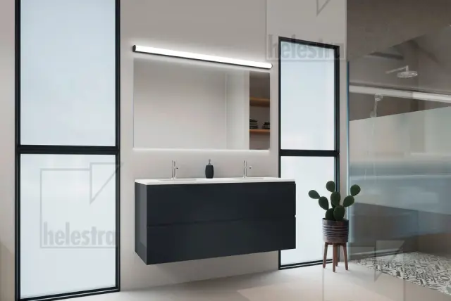 PONTO Φωτιστικό Τοίχου Μπάνιου LED IP44 Μαύρο Ματ 24W Καθρέφτη 120cm 3