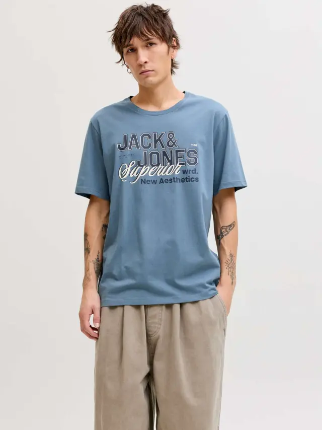 JJELOGO TEE SS O-NECK 2 COL SS26 SN Blue Mirage