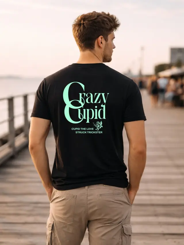 T-shirt Noshame® Μαύρο με τύπωμα Crazy Cupid - 132512 - XXL