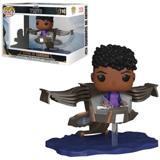 Funko Pop! Rides Super Deluxe: Marvel Black Panther Wakanda Forever – Shuri in Sunbird #110 Bobble-Head Vinyl Figure