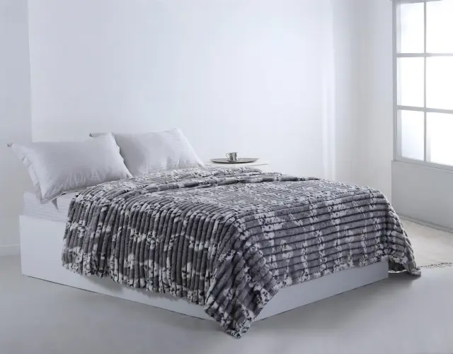 Flannel κουβέρτα 2502 (220cm x 240cm) γκρί - -