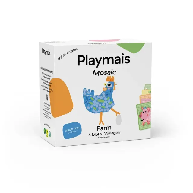 PlayMais Mosaic Κατασκευή με Σφουγγαράκια από Καλαμπόκι και Κάρτες 2.300τεμ – Φάρμα (3+ ετών) PLM-160966