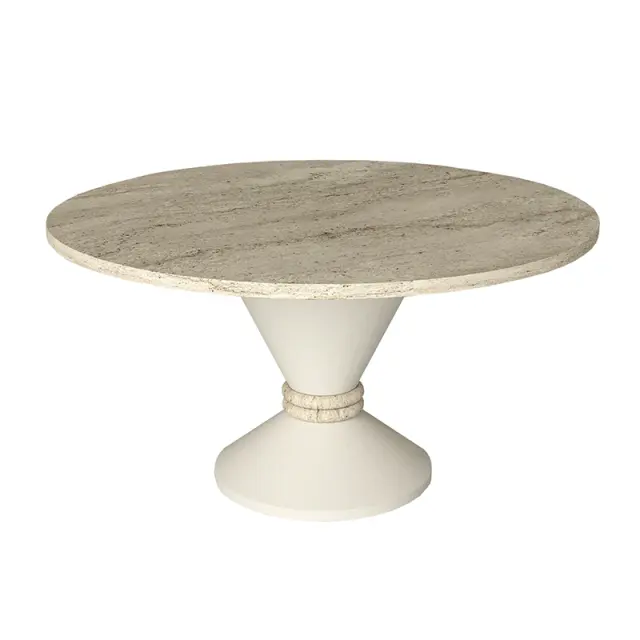 Τραπεζάκι σαλονιού Lepper Megapap χρώμα travertine - sandstone Ø75x39,8εκ. 3