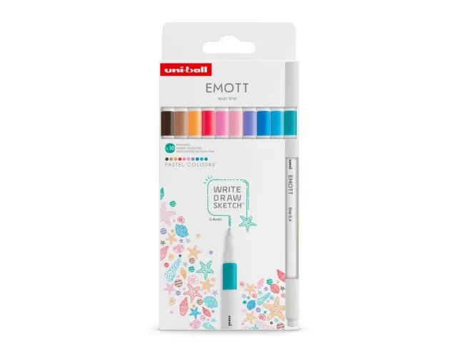 Μαρκαδόροι Σχεδίου Uni-Ball Pastel Emott με πάχος μύτης 0.4mm - 10 τεμάχιαEMOTT 10P SET PASTEL COLOURS