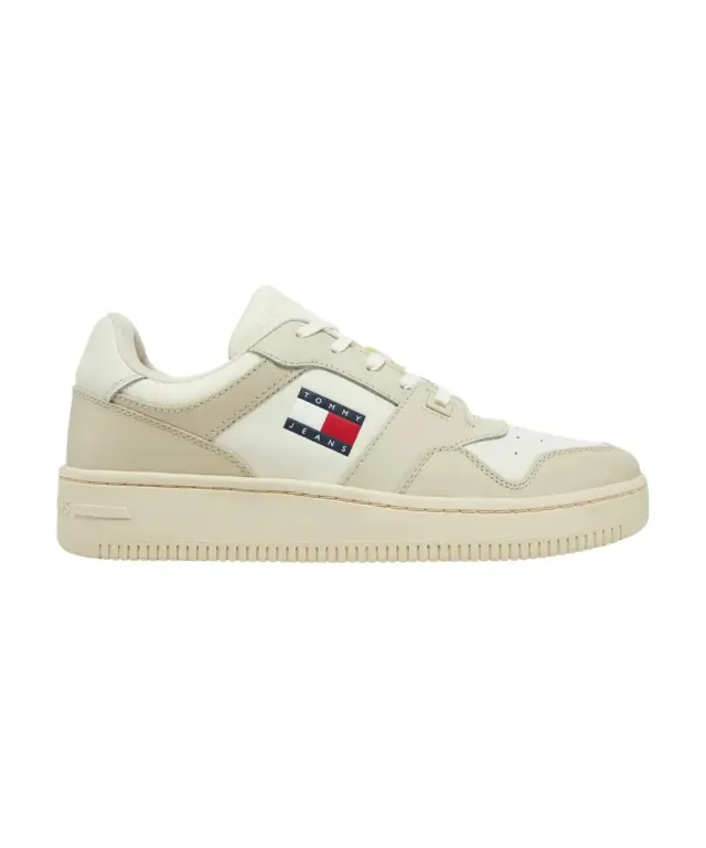 Tommy Hilfiger - Ανδρικά Δερμάτινα Sneakers Tjm Retro Basket Ess EM0EM01395-YBI Εκρού