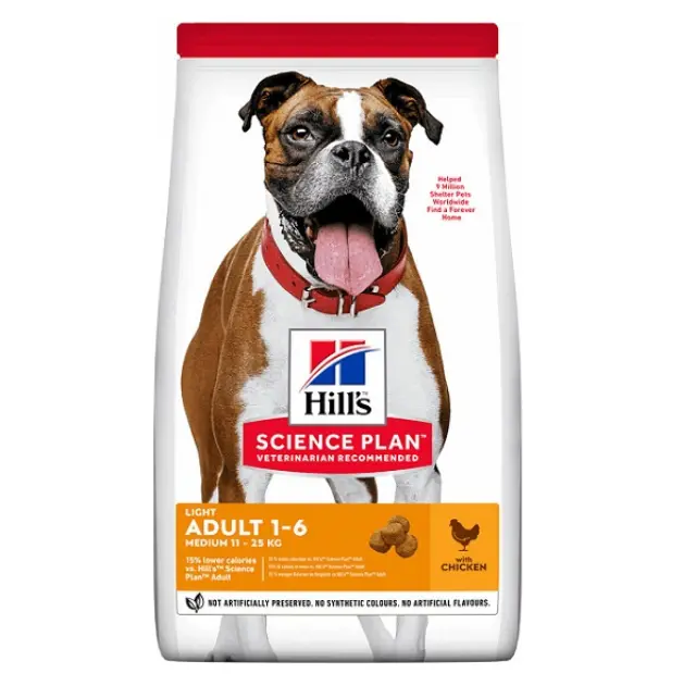 Hill s Science Plan Adult Light Medium Ξηρά Τροφή Σκύλου με Κοτόπουλο 14kg (10kg + 4kg Δώρο)