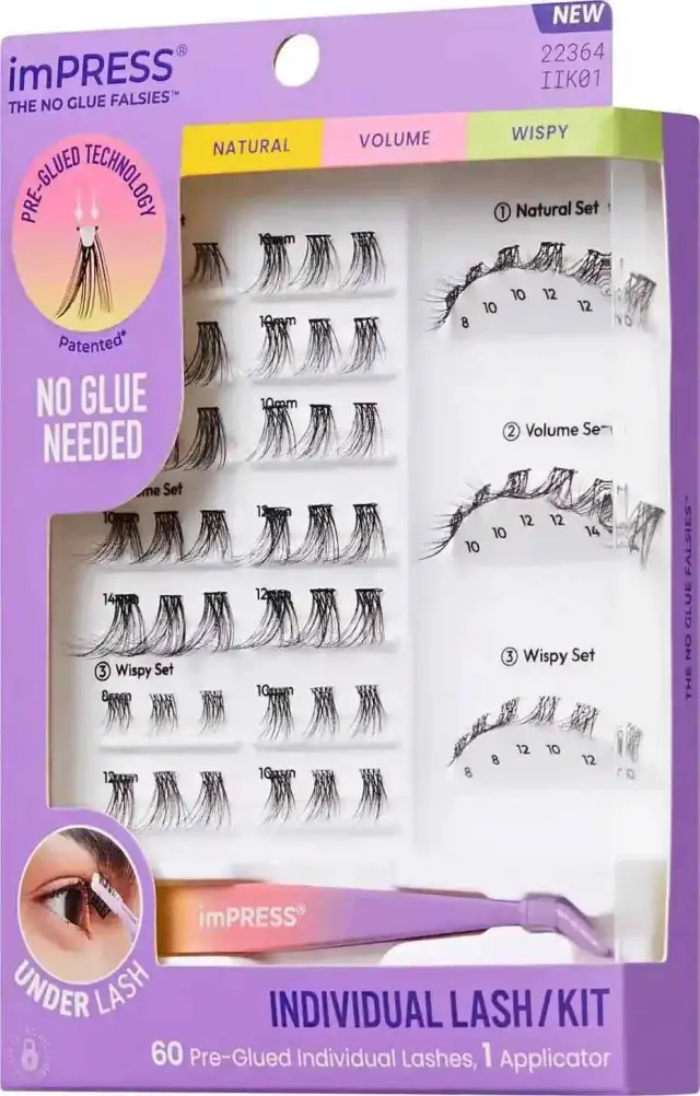Kiss imPRESS Pre-glued Individual Lash Kit 01 Σετ Ψεύτικες Βλεφαρίδες 1 Τεμάχιο - 01