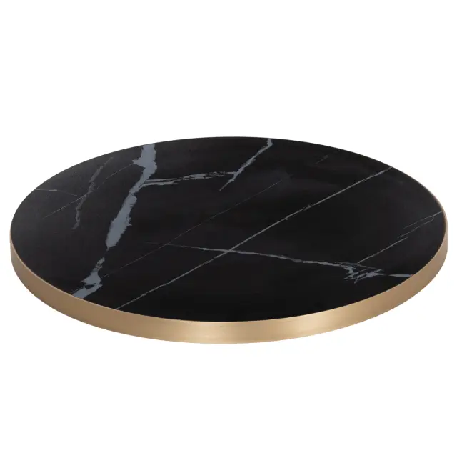 ΕΠΙΦΑΝΕΙΑ ΤΡΑΠΕΖΙΟΥ SINTERED STONE FB96653.13 BLACK MARBLE--ΠΛΑΙΣΙΟ ALU ΧΡΥΣΟ Φ70εκ.