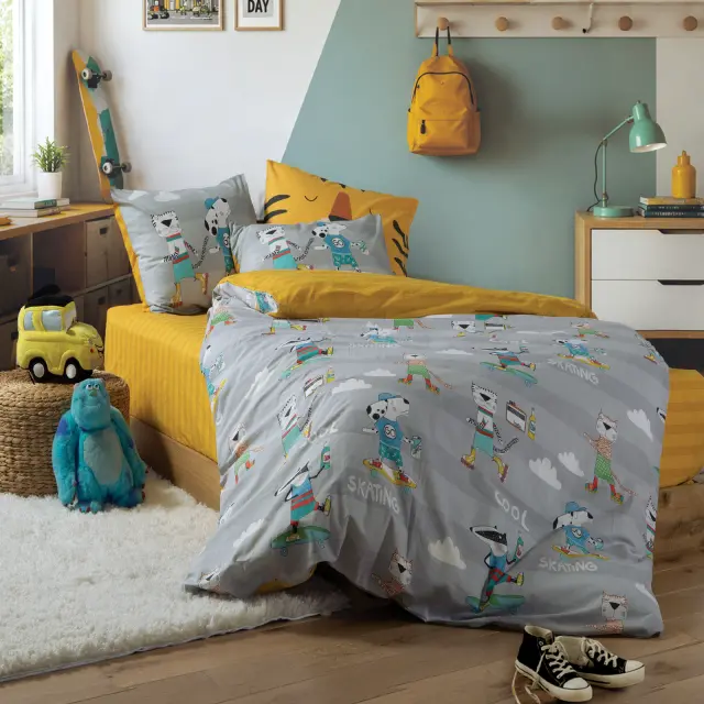Σετ Παπλωματοθήκη Παιδική Μονή Cool Skating 160x240 Nef Nef Homeware, 100% BAMBAKI - GREY (040908) 2