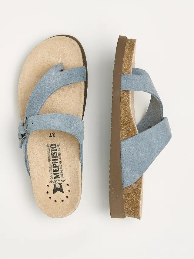 Mephisto Σαγιονάρες Γυναικείο δέρμα Nubuck Μπλέ MEP/HELEN SEA BLUE 3