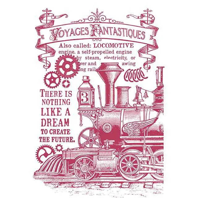 Στένσιλ Stamperia - 21x29.7cm - Voyages Fantastiques Stream Train