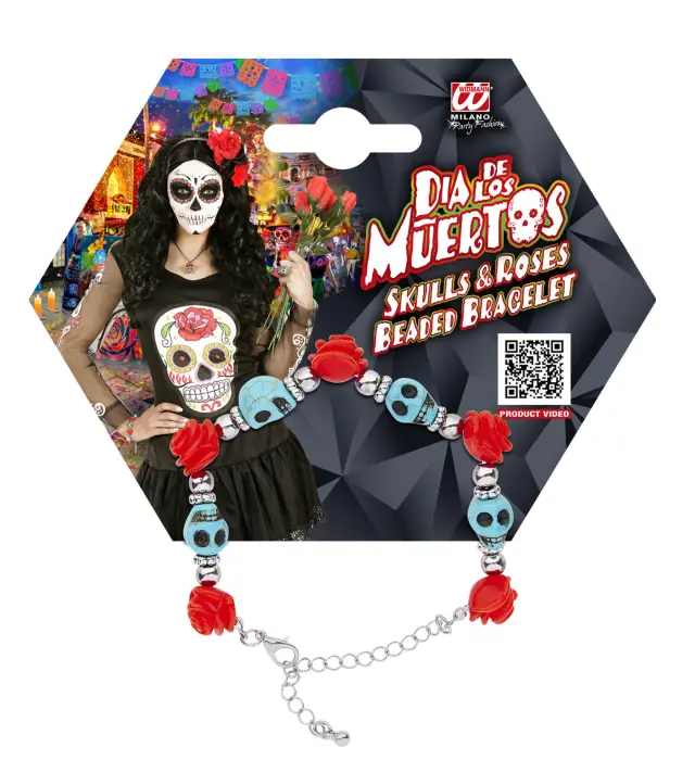 Αποκριάτικο Αξεσουάρ Βραχιόλι Azure Skulls (Widmann) (W-03509) 3