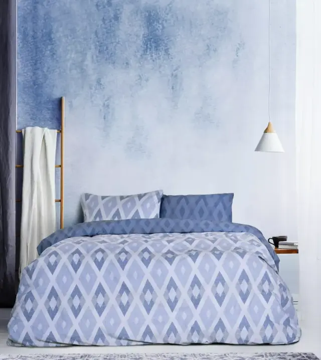 Κουβερλί βαμβακερό Rombus Blue Υπέρδιπλο 220x240